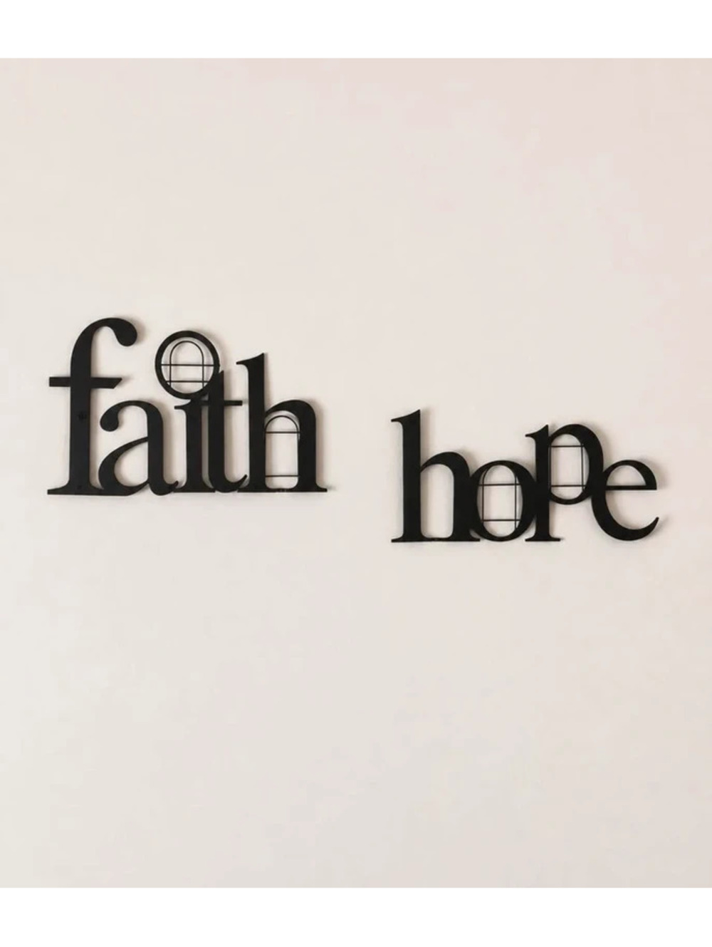 Black Metal Faith & Hope Wall Décor Set